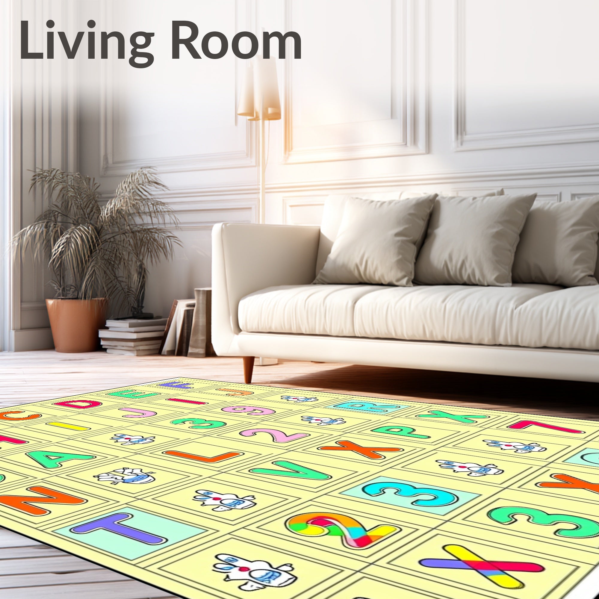 Colorful Alphabet And Numbers Grid Rug