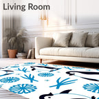 Arctic Penguin With Blue Ice Blooms Rug