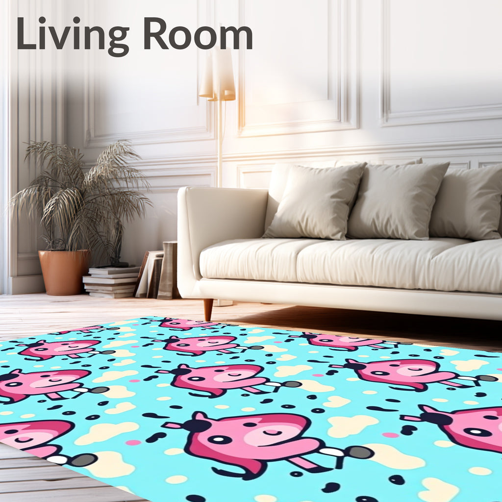 Whimsical Pink Pony Sky Clouds Rug