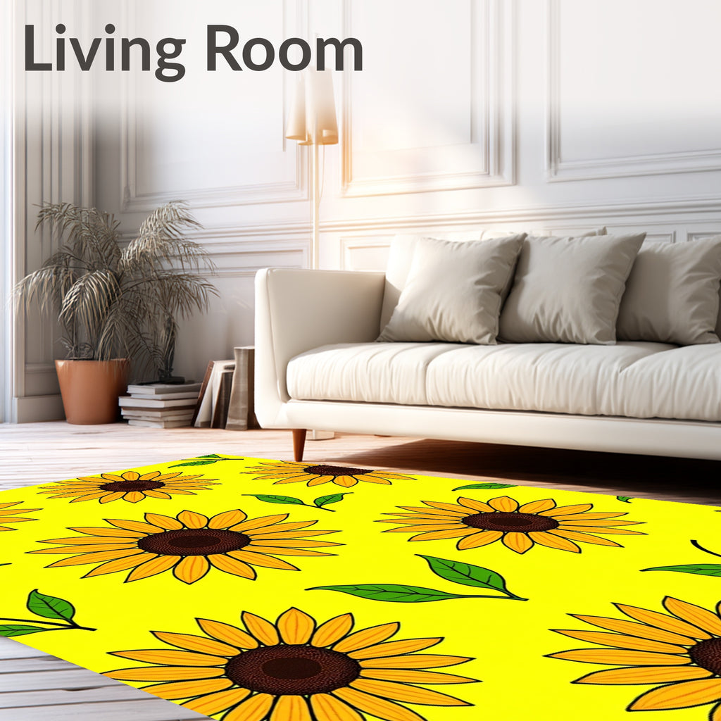 Sunny Yellow Sunflower Repeat Rug