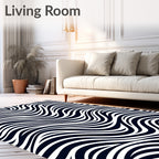Monochromatic Black White Organic Wave Rug