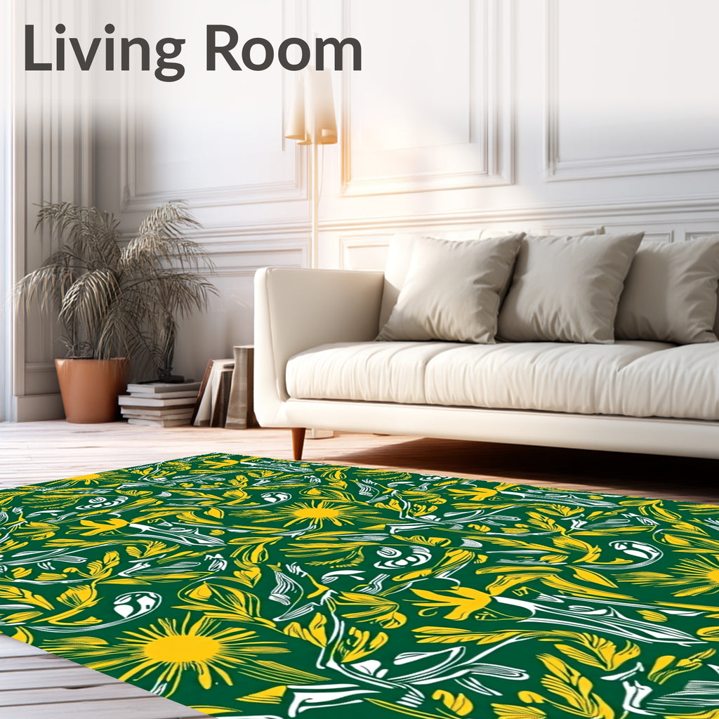 Golden Sunburst Foliage on Green Rug
