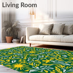 Golden Sunburst Foliage on Green Rug