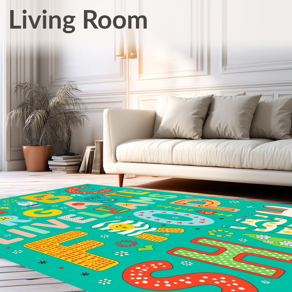 Colorful Whimsical Alphabet Greeting Rug