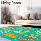 Colorful Whimsical Alphabet Greeting Rug
