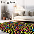 Vibrant Alphabetical Neon Collage Rug