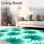 Teal Palm Leaf Scatter Rug