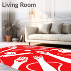 Red White Playful Sports Collage Rug