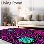 Vibrant Pink Turquoise Swirl Celestial Rug
