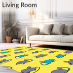 Gray Aqua Mouse Repeating Pattern Rug