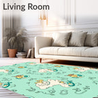 Whimsical Yellow Creature Abstract Flow Rug