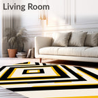 Bold Black Yellow Diamond Chevron Rug