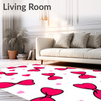 Hot Pink Bows Hearts Pattern Rug