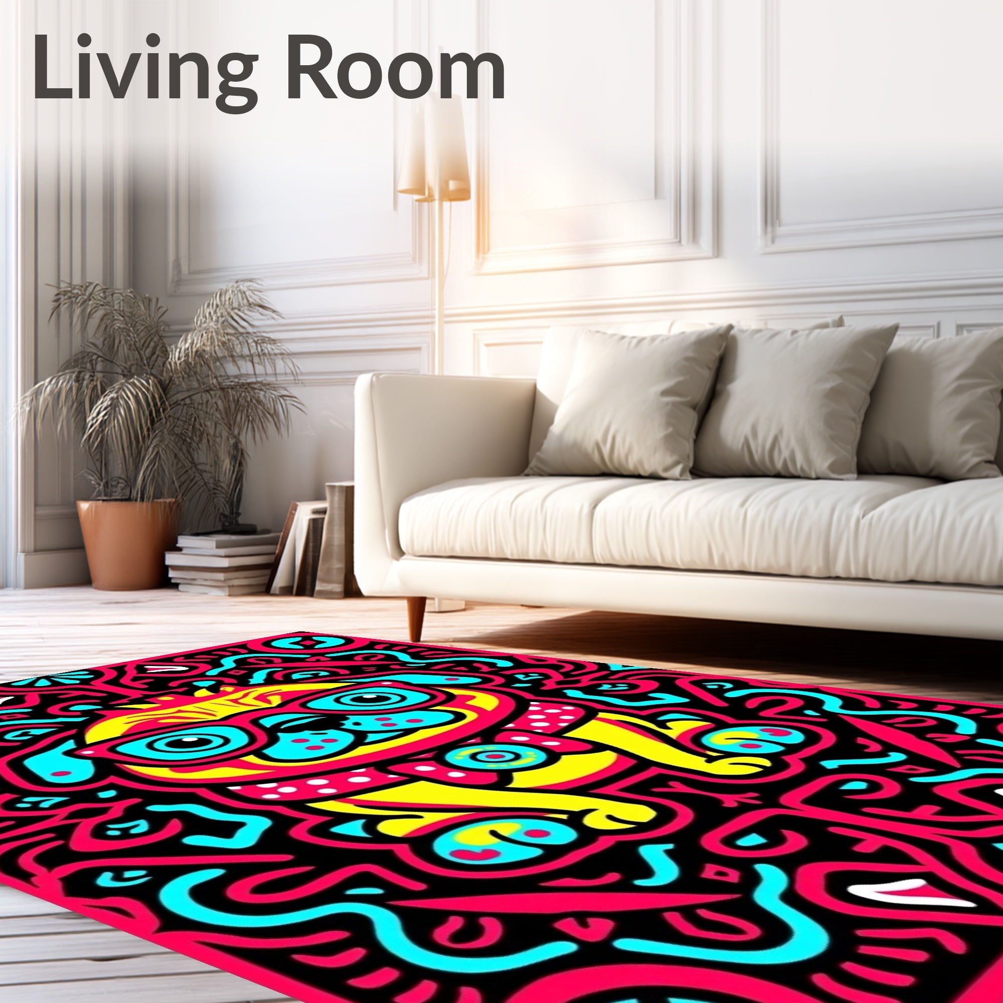 Vibrant Pug Pop Art Fun Rug
