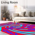 Vivid Red Blue Swirl Typography Rug