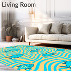 Blue Fish Ocean Waves Sand Rug