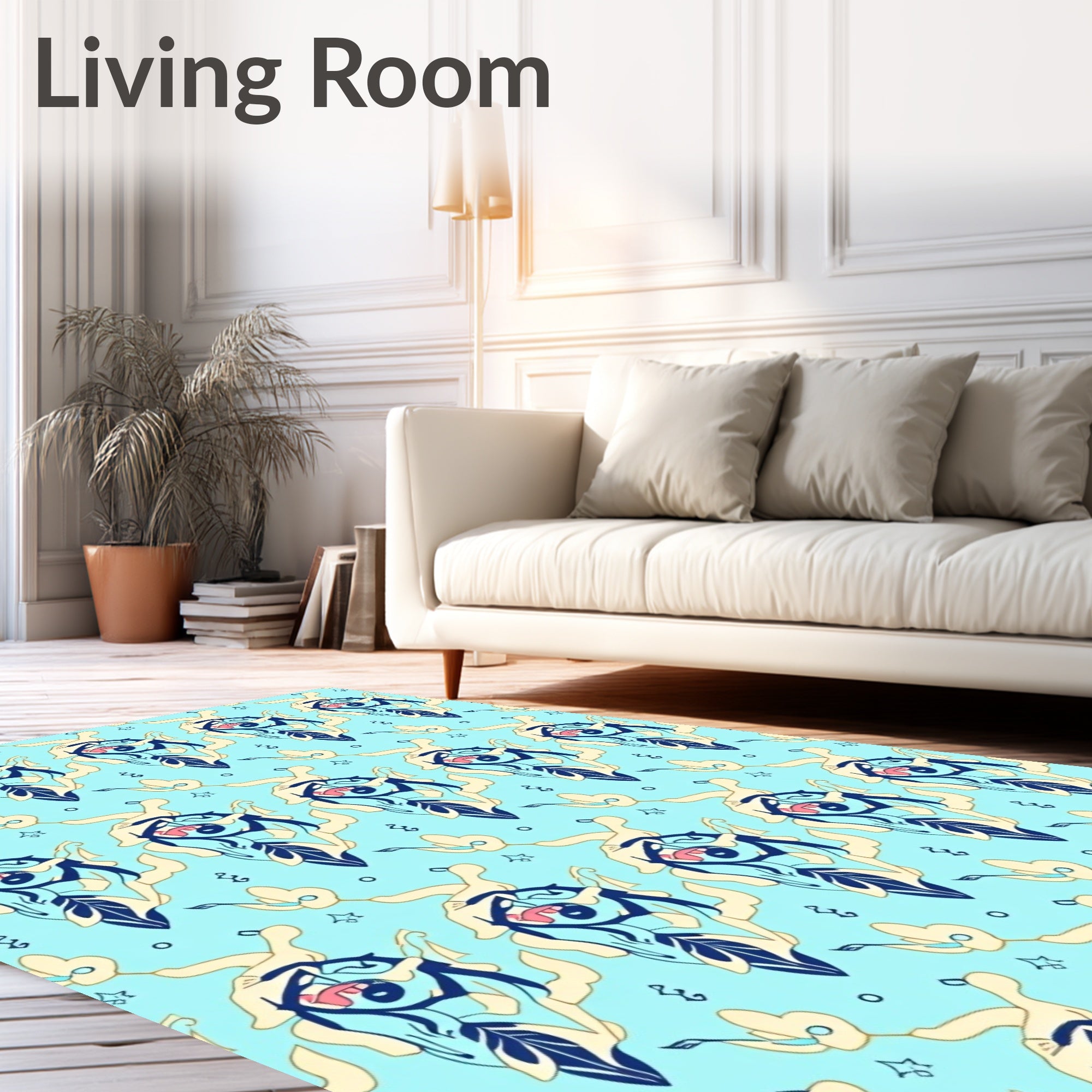 Abstract Blue Face Jazzy Notes Rug