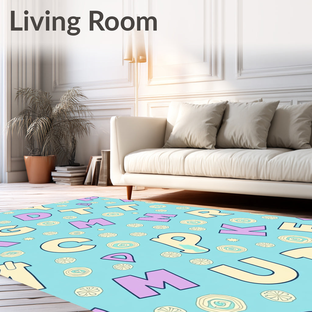 Pastel Alphabet Scatter Floral Rug
