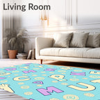 Pastel Alphabet Scatter Floral Rug