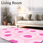 Pink Heart Circles On Light Background Rug