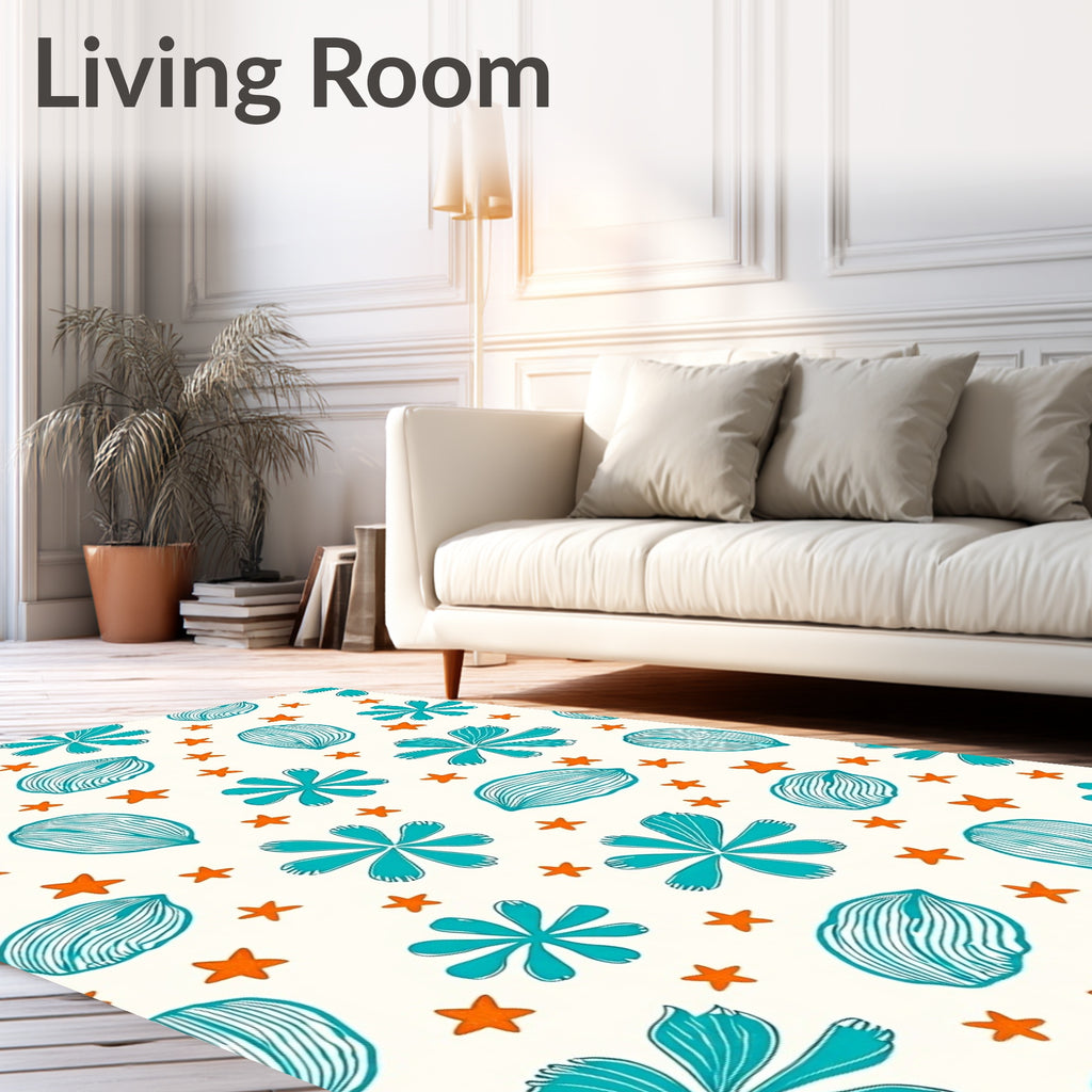 Teal Starburst Bean Meadow Rug