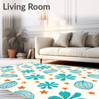 Teal Starburst Bean Meadow Rug