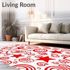 Crimson Red Whimsical Icon Collection Rug