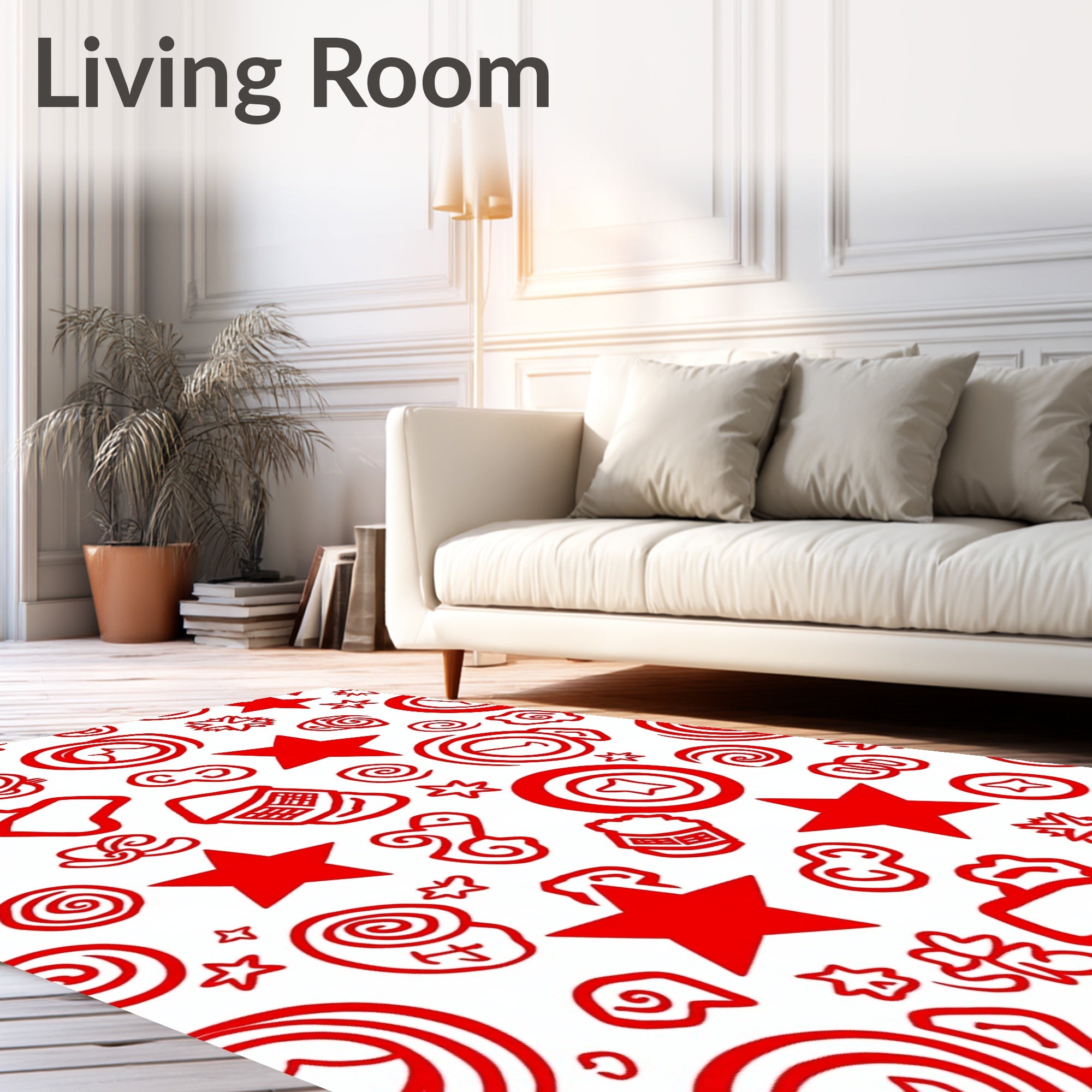 Crimson Red Whimsical Icon Collection Rug