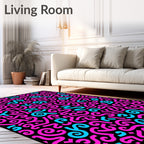 Bright Pink Blue Swirls Abstract Rug