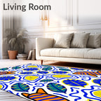 Whimsical Blue Orange Sea Life Rug