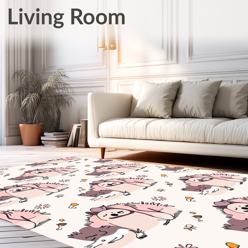 Cute Hedgehog Pink Spiky Garden Rug