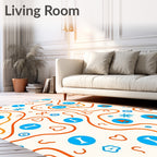 Mid-Century Orange Blue Abstract Shapes Rug