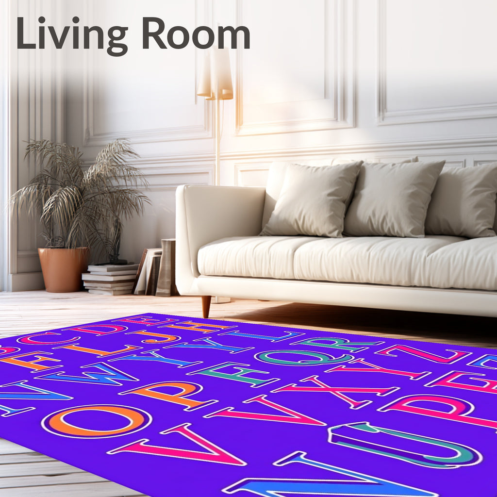 Alphabet Collage Bold Vibrant Letters Rug