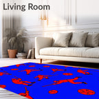 Red Hockey Players On Blue Background Rug