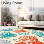 Oceanic Turtle Coral Swirl Rug