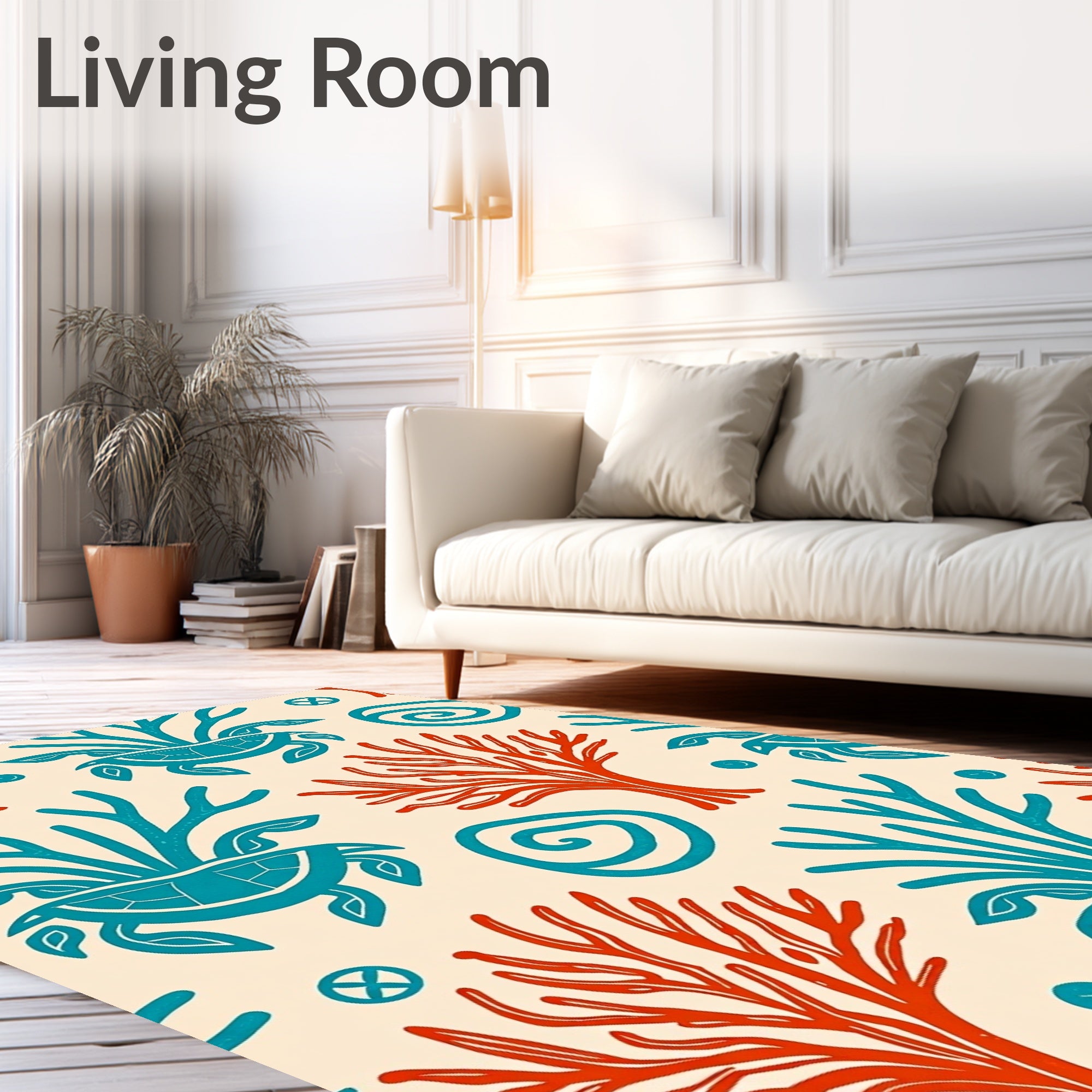 Oceanic Turtle Coral Swirl Rug