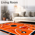 Orange Abstract Geometric Court Rug