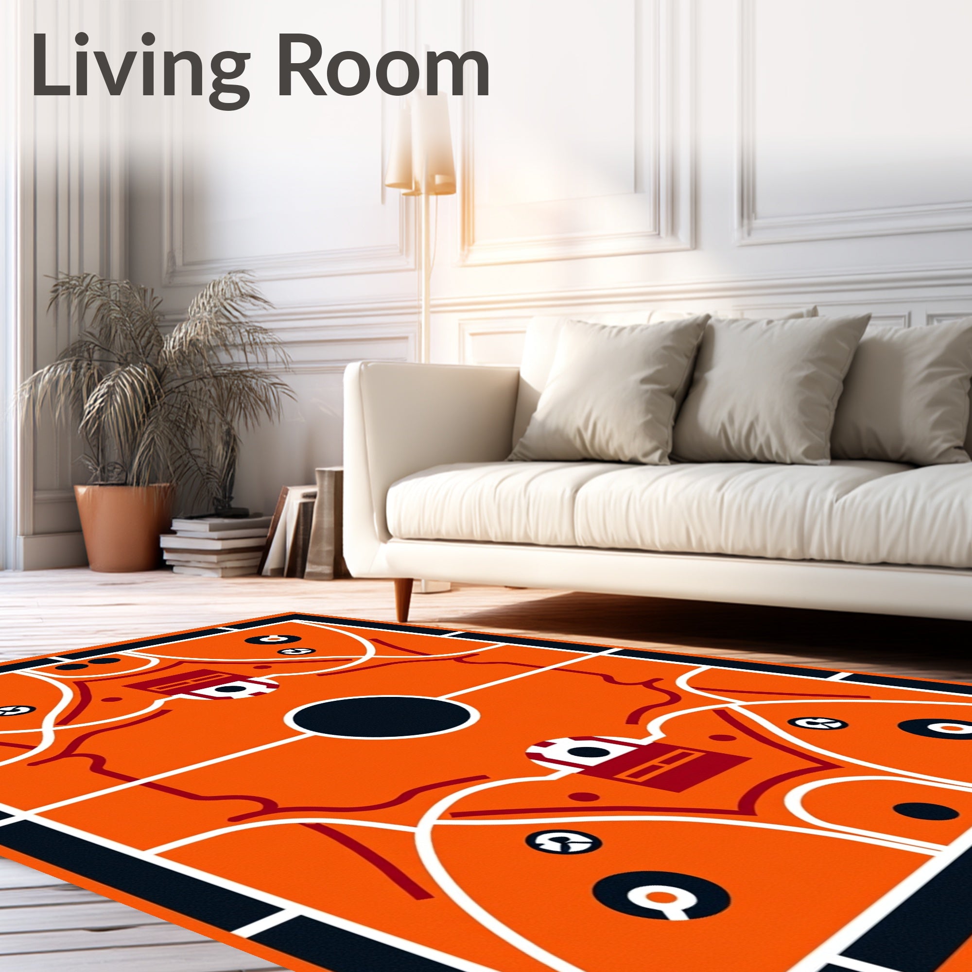 Orange Abstract Geometric Court Rug
