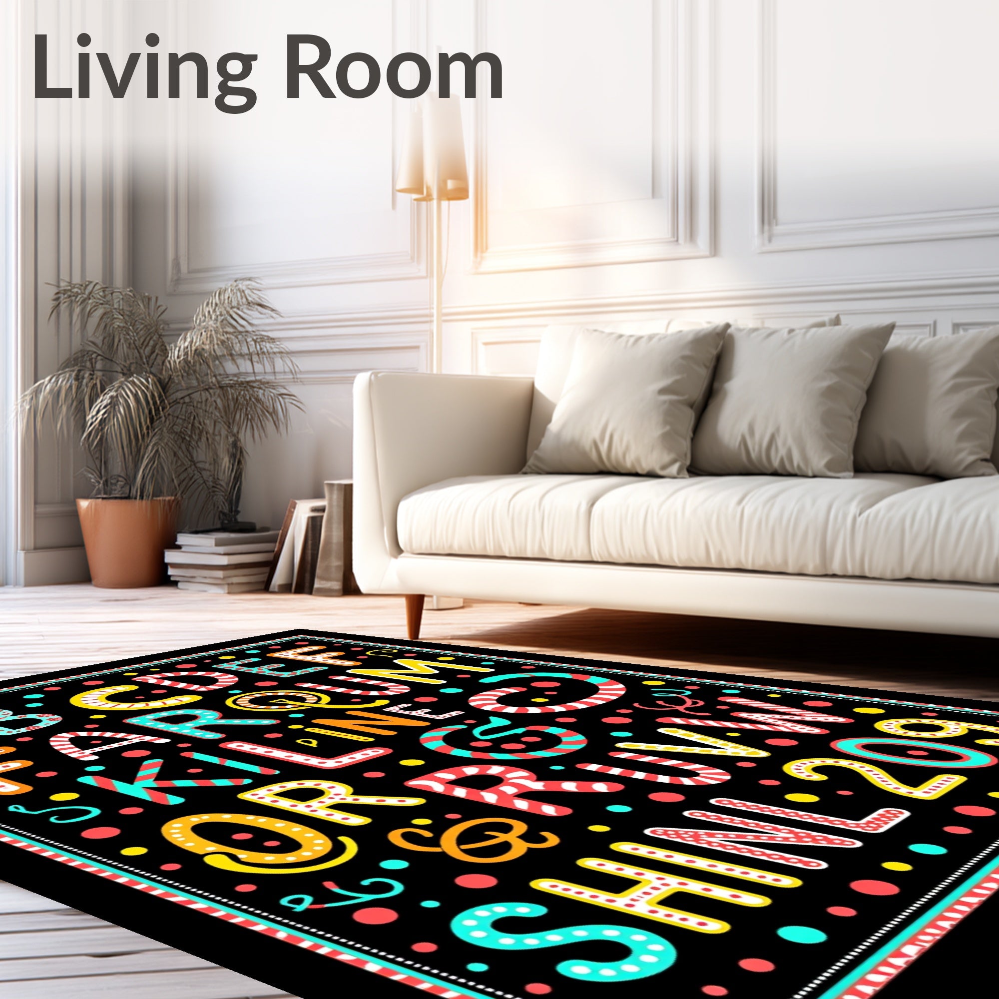 Pop Art Alphabet Colorful Confetti Rug