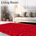 Vibrant Crimson Contemporary Swirl Rug