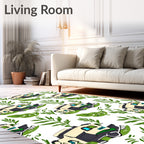 Futuristic Camper Van Green Foliage Art Rug