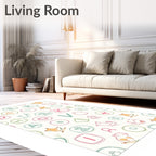 Whimsical Alphabet Creatures Scattered Background Rug