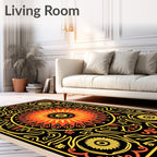Radiant Sunburst Mandala Black Rug