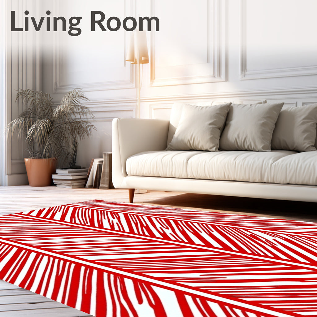 Bold Red Striped Vertical Panels Rug