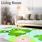 Happy Green Frog Lily Pad Garden Rug