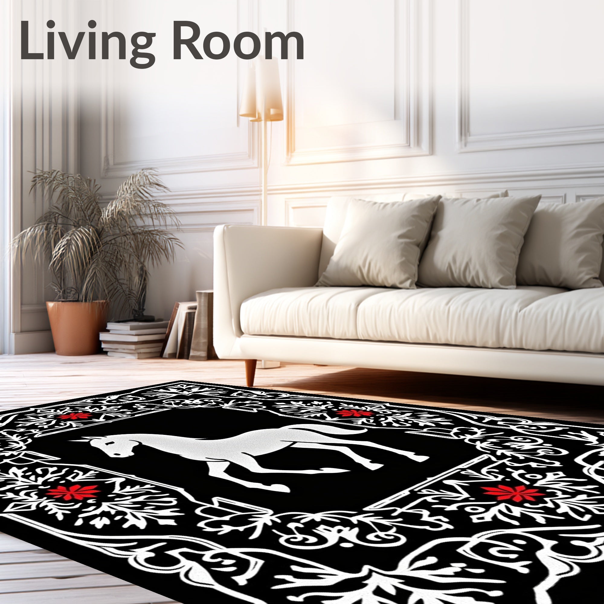 White Horse Regal Scrollwork Medallion Rug