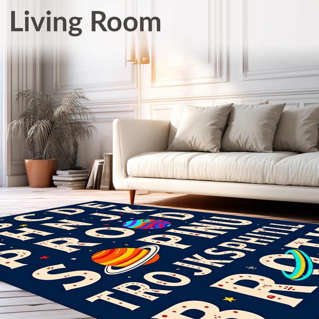 Cosmic Alphabet with Planets and Stars Rug