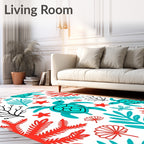 Teal Turtle Coral Sea Life Rug