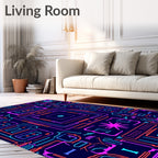 Circuit Board Neon Abstract Lines Rug
