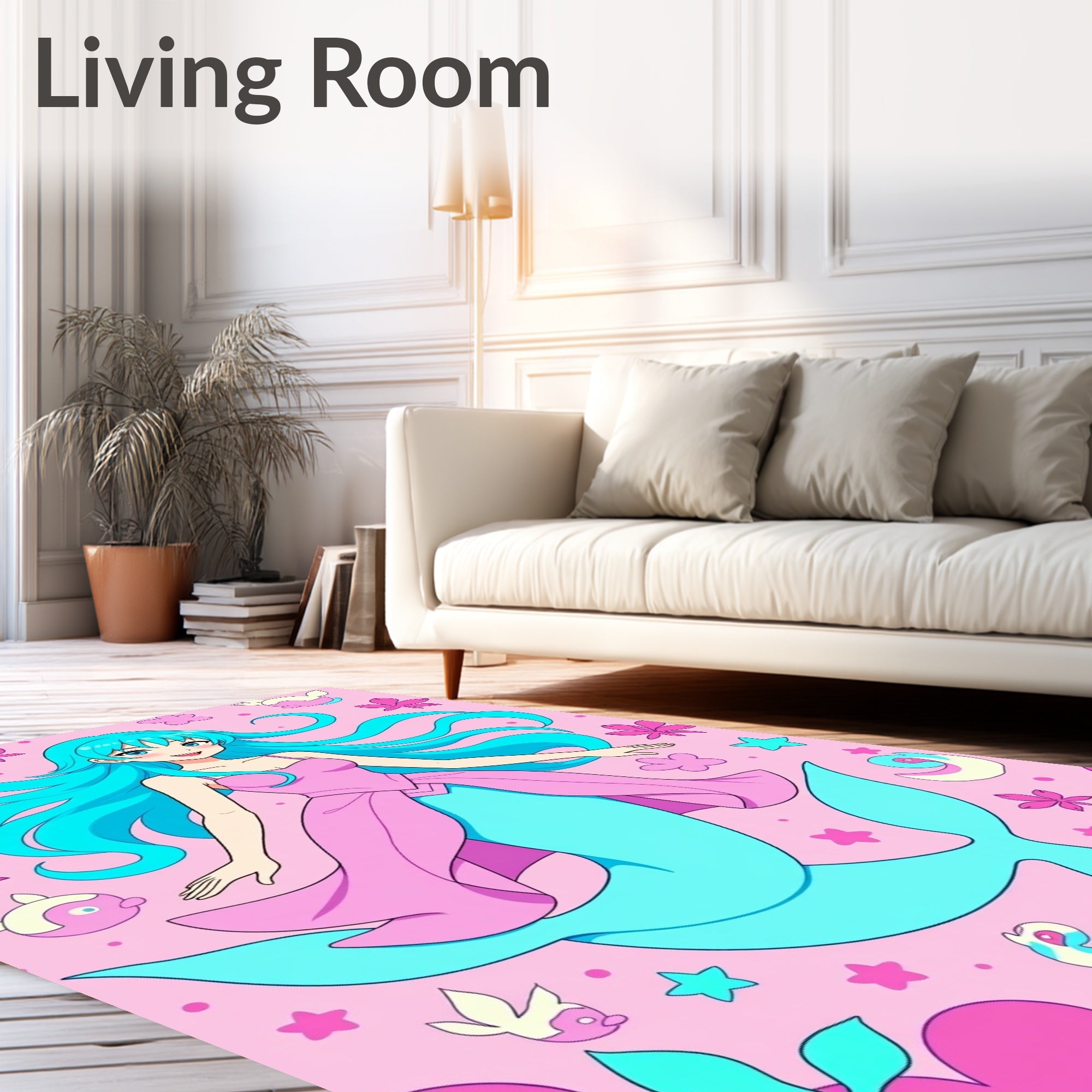 Ocean Princess Whimsical Floral Fantasy Rug